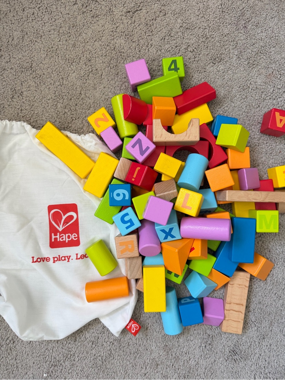 Colorful Wooden Building Blocks Set for Kids - Multicolor